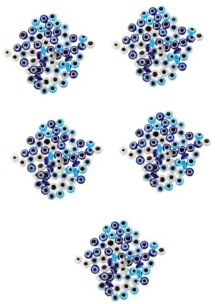 DIYEAH 5sets Turkish Eye Jewelry Evil Eye Beads for Bracelets Evil Eye Charms Evil Eye Nail Stickers Resin Evil Eye Charm Pendant Beads for Making Keychain Evil Eye Spacer Beads 60pcs*5