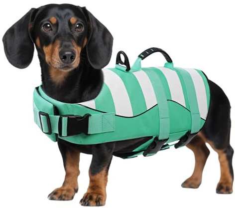 ASENKU Schwimmweste Hund Klein Hundeschwimmweste Sportstil mit Rettungsgrif Verstellbar Guter Auftrieb Rettungsweste Hund S für Dackel Chihuahua Französische Bulldogge Labrador