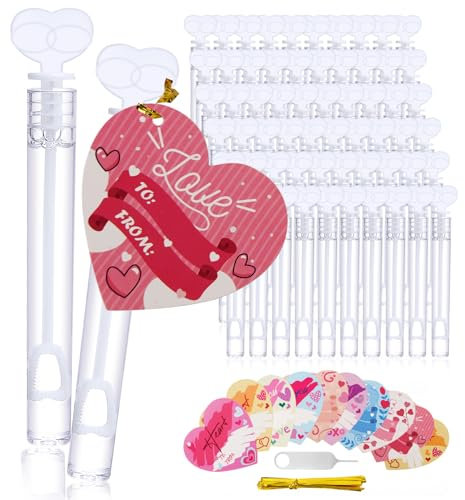 Sweelov 60 Stück Seifenblasen Hochzeit Set Gastgeschenke für Hochzeiten Herzgläschen Set mit Herzgeriff für Taufe Geburtstag Goldene Hochzeit Verlobung Valentinstag und Geburtstagsfeier