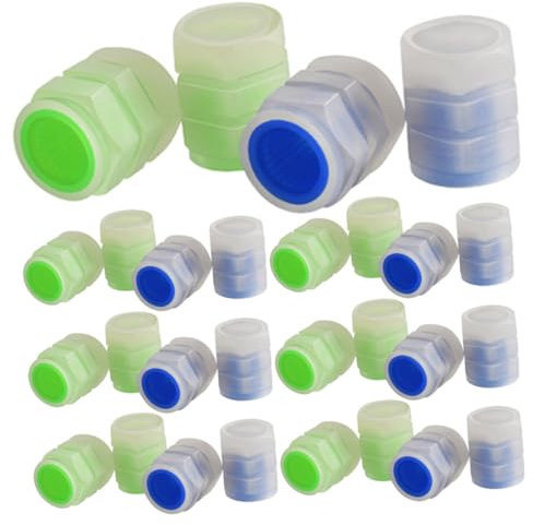 GARVALON 50Stücke Leuchtende Ventilkappen für Auto und Fahrrad Fluoreszierende Reifenventilkappen für Besseren Schutz und Sichtbarkeit Installieren Kompatibel mit Allen Ventiltypen