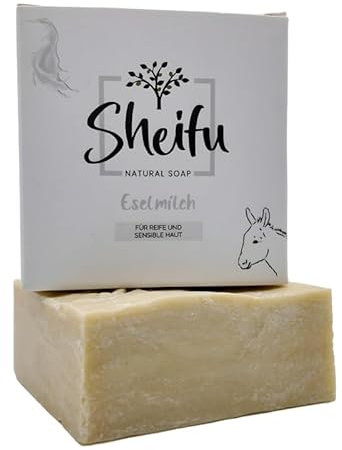 Sheifu Eselmilch Naturseife 125g – Duschseife Für Alle Hauttypen, Feste Gesichts- & Handseife Für Unreine Haut, Palmölfrei, Handgemacht, Nachhaltig