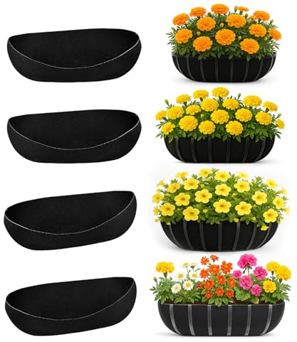SupRovare 4PCS 36 Inch Black Fabric Planter Basket Liner – Heavy-Duty Window Box Liners for Garden & Indoor Plants, Extra Thick Fabric, Bird-Proof & Reusable (Set of 4)