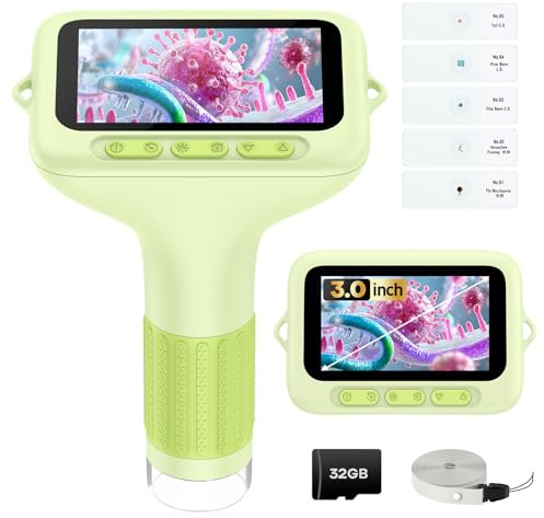 Microscopio digital para niños con pantalla de 7.6 cm: regalo de ciencia de juguete STEM para edades de 4 a 12 años