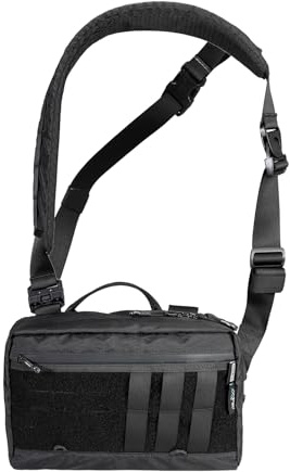 TACTICAL_GEEK L3 Pro EDC Umhängetasche, Brusttasche mit verstellbarem Gurt, Alltagsschultertasche für Outdoor & Reisen, Große Kapazität Daypack Organizer für Kamera, Drohnen & EDC Gear, X-PAC Schwarz