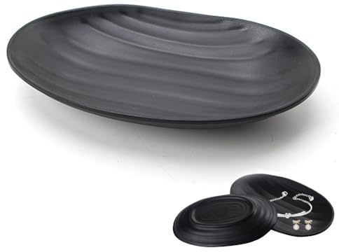 Schlüsselschale, Schwarze Schmucktablett Dekoschalen, Oval Schlüssel Schale für Flur, Deko Schale Tablett, Schlüssel Aufbewahrung Schlüssel Schale im Eingangsbereich
