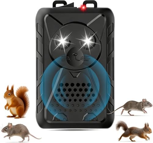 Marderschreck Auto, Ultraschall Marderabwehr Batteriebetrieben,Marderschreck Auto Marderabwehr Ultraschall mit LED Blitzlicht,für Motorraum, Dachboden, Haus, Garten