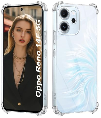 ISOI-Funda Compatible con OPPO Reno 14 F 5G/Reno 14F 5G/Reno 14 FS 5G, con Parachoques de Airbag a Prueba de Golpes Protección Completa,Carcasa Protectora de Silicona TPU Suave Ultrafino-Transparente