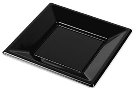 pcmoviles Piatto nero Riutilizzabile 10 Volte | Set di 30 Piatti neri quadrati in PE | Lavabile a freddo | Piatto Dimensioni 23X23 cm | Tavolo Art