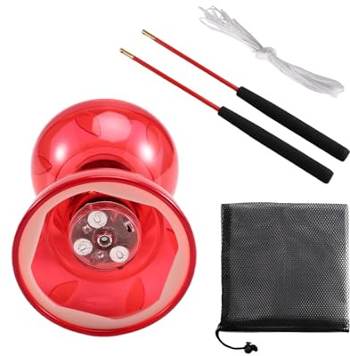 Rastapulz Diabolo Chinese Yoyo Set Dreifachlager Diabolo Chinesisch mit Farbenfrohen Lichtern 2 Sticks Schnur und Netzbeutel