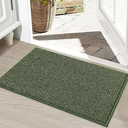 BEQHAUSE Fußmatte Innen, rutschfest und Waschbar, 50 x 80 cm, Grün | Schmutzfangmatte für Front Hintertür, Eingang, Flur, Niedriges Design, Haustierfreundlich, Polypropylen