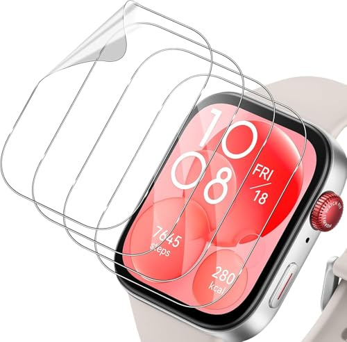Holilo 4 Piezas para Huawei Watch Fit 3 / Watch Fit 4 TPU Protector Pantalla, Anti-Arañazos 9H Dureza Anti-Huella Sin Burbujas 3D Cobertura Película Protectora de Cobertura