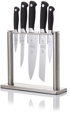Mercer Culinary M20000 Genesis 6-Piece Forged Knife Set, Tempered Glass Block, Stainless Steel, Black