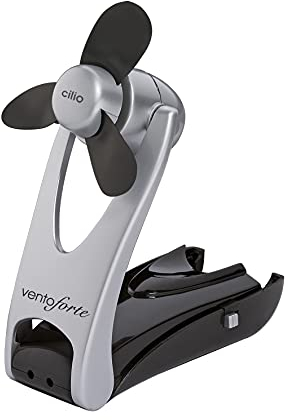 Cilio Miniventilator, Kunststoff, Silber, 5,3 x 5,3 x 11,5 cm, 190519