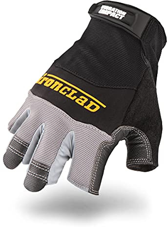 Ironclad mens Work Glove MACH 5 VIBRATION IMPACT, Black and Grey, Large Pack of 1 US