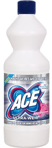 ACE Ultra Weiß - Waschmittel flüssig mit Chlor ohne Bleichmittel, Aktiv Chlorreiniger für weiße, bunte und dunkle Wäsche, ACE Putzmittel auch als Allzweckreiniger und Badreiniger geeignet - 1 Liter