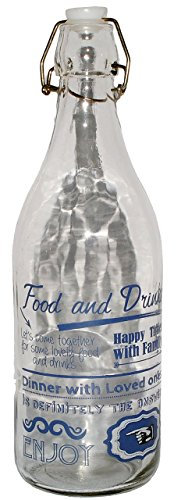 alles-meine.de GmbH Vintage & Retro - dunkel blau - große Flasche mit Bügelverschluß - Glasflasche - aus Glas - Bügelflasche - Bügelverschlußflaschen - Dekor/Amerika - bunt..