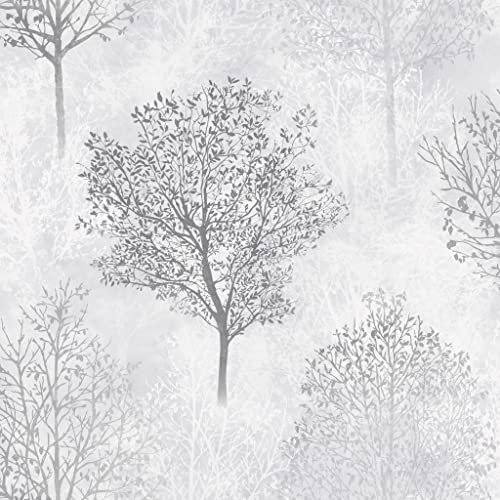 Arthouse Vinyl Tree All Over Glitter Finish Wonderland Mono Wallpaper - for Living Spaces & Feature Walls - Livingroom - Kitchen - Dining - Hallway - Bedroom - Full Roll 10.05m (L) X 53cm (W) 256701 Black