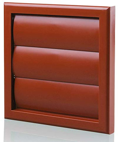 Blauberg Terracotta Gravity Grille 125 mm - 5 inch External Ducting Air Vent with Round Spigot and Non-Return Shutters for Kitchen Ceiling Extractor Fans Bathroom Ventilation Duct Fan Cover