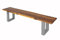 SAM Sitzbank 180x40 cm Esra, Akazien-Holz, Massive Holzbank, Baumkantenbank mit Silber lackierten Metallbeinen