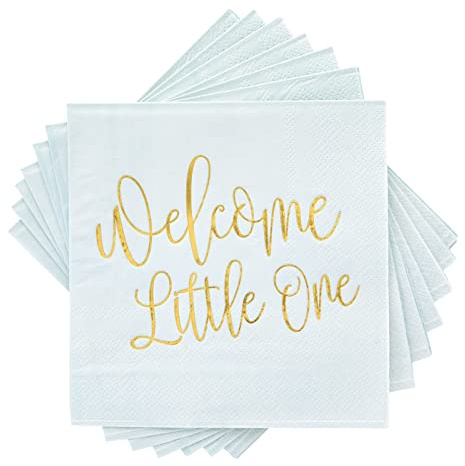 BLUE PANDA Lot de 50 serviettes de fête jetables pour boissons et desserts - 12,7 x 12,7 cm - Bleu pastel