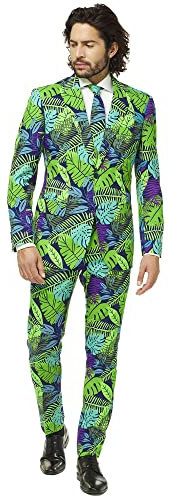 OppoSuits Lustige Verrückt Abschlussball Anzüge für Herren - Komplettes Set: Jackett, Hose und Krawatte,Grün,54