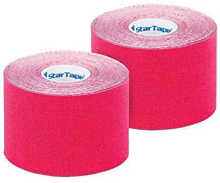 SL StarTape - Kinesiologietape, elastisches Sporttape aus Baumwolle, selbstklebendes Physiotape, wasserabweisend, hautfreundliches Taping, 5 x 550 cm, pink, 2er Set