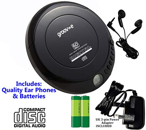 Black CD Discman Personal Player, INC: Earphones, Batteries, Mains Power Supply