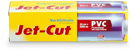 Jet-Cut Rollo de Repuestopara Dispensador de Acero Inoxidable, hosteleria 30 x 500M, PVC Transparente