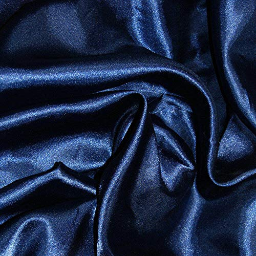 Silky Satin Dress Craft Fabric Plain Luxury Wedding Material 150cm. Wide. 20% Off When Selecting 3 or More Metres of Any one Given Colour. (Navy Blue) (1m)