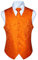 HISDERN Anzugweste für Herren Orange Paisley Hochzeit Weste Krawatte Einstecktuch Taschentuch Jacquard Weste Herren Anzug Set Elegant L