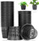 50 PCS 3 Inch Hydroponic Cups,Garden Plastic Slotted Mesh Net Cups Pots,Plant Nursery Net Pots for Hydroponics,Slotted Mesh(Black)