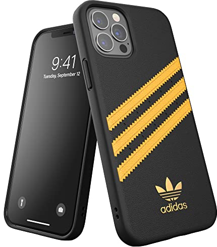 adidas EX7907 Hülle Entwickelt für iPhone 12 / iPhone 12 Pro 6.1, Fallgeprüfte Hüllen, stoßfeste erhöhte Kanten, Original Formgegossene Schutzhülle, Schwarz/Gold