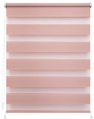 Lichtblick Doppelrollo ohne Bohren mit Verspannung, Trendfarben, stufenlos verstellbar, einfache Montage, für Fenster Altrosa, 80 cm x 150 cm (B x L)