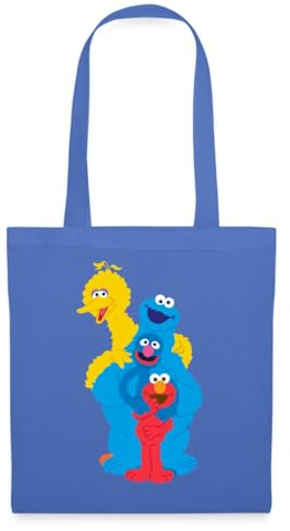 Spreadshirt Sesamstraße Elmo Grobi Krümelmonster Bibo Stoffbeutel, One size, Hellblau