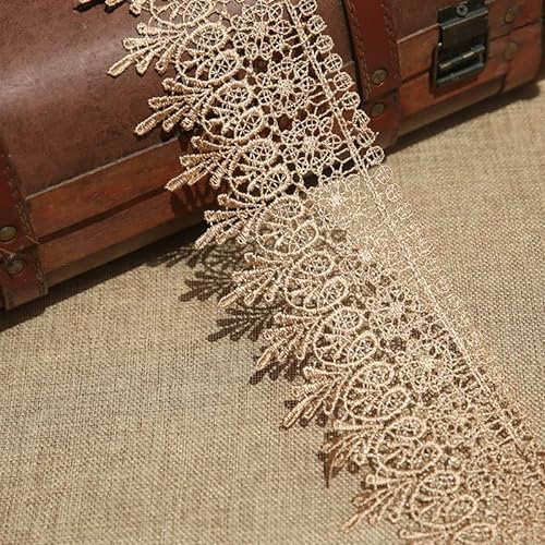 Little lane lace 9 cm Breite Europa Chips Muster Inelastische Stickerei Spitzenbesatz, Vorhang Tischdecke Slipcover Braut Selbermachen-Kleidung/Zubehör (1,8 Meter in einem Paket) (Gold)