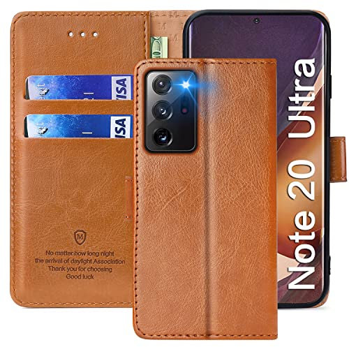 FMPCUON Hülle für Samsung Galaxy Note 20 Ultra Handyhülle [Standfunktion] [Magnetverschluss] Tasche Flip Case Schutzhülle lederhülle klapphülle für Samsung Galaxy Note 20 Ultra Braun
