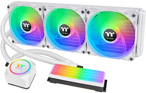 Thermaltake Floe RC360 Snow, AMD (AM5/AM4) / Intel (LGA 1700/1200), TT RGB Plus Software/Motherboard Sync ARGB Controlled, 360mm PWM All-in-One CPU & Memory Liquid Cooler CL-W331-PL12SW-A