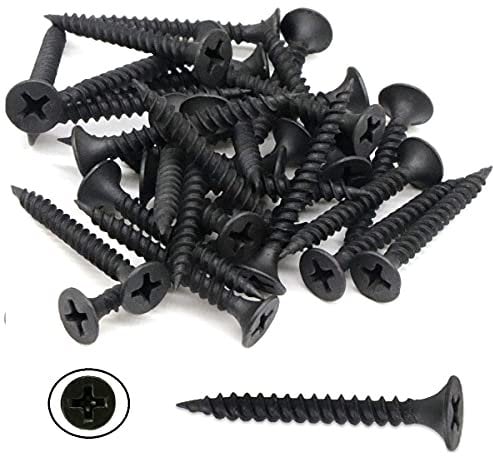 TERF® Drywall Fine Thread Sharp Point Screws 3.5 X 35mm Phillips Drive Flat Countersunk Black Screws For Drywall Plasterboard Wood and other similar types Screw Size 3.5 X 35mm - Pack of 100