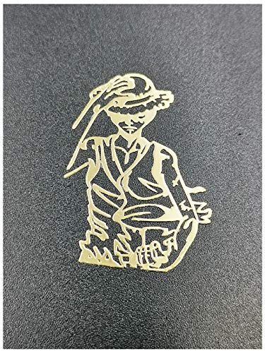 Vinyl-Aufkleber mit Monkey D. Luffy aus Metall, selbstklebend, für Handy, iPad, Auto, 2 Stück (Gold)