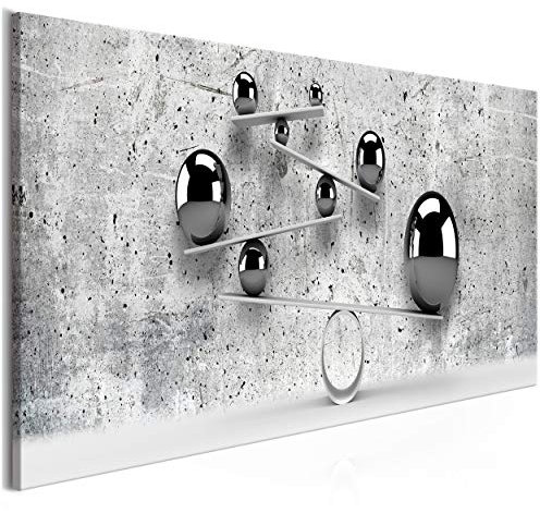 decomonkey Akustikbild Modern Kugeln 135x45 cm 1 Teilig Leinwand Modern Bilder Wandbilder XXL Schallschlucker Schallschutz Akustikdämmung Wandbild Deko Leise Abstrakt grau