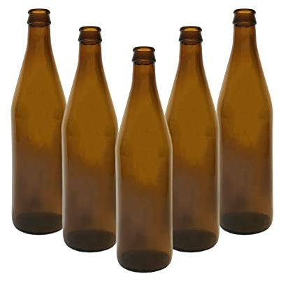 DIAH DO IT AT HOME 10 x Brown Glass Beer Bottle 500ml (0.5L) 'Old Shape' with Crown Cap Lid for Beer Lager Cider Home Brewing