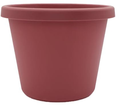 The HC Companies Prima Pot de Fleurs Rond en Plastique avec Bord roulé, léger et résistant aux UV, pour Herbes aromatiques, intérieur et extérieur, avec Drainage (25,4 cm, Marsala, 1 pièce)