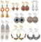 Hifot 9 Paare Boho Ohrclips für Damen Ohne Ohrlöcher, Silber Gold Ohrringe Quasten, Geometrisch Anhänger für Ohrringe, Schmuck Zubehör Ohrclips Mädchen für Nicht Durchbohrte
