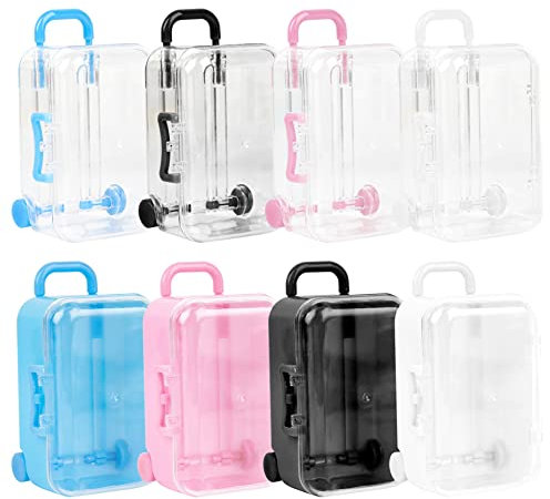 Framendino, Mini-Reisekoffer, Kunststoff, für Zuhause, Hochzeit, Dekoration, 7,4 x 5,1 x 3,6 cm, 8 Stück