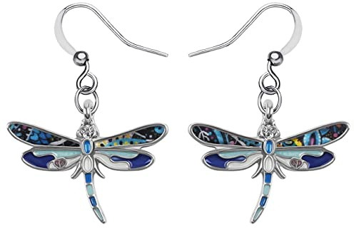 DALANE Emaille Legierung Libelle Ohrringe Hängend Baumeln für Damen Mädchen Kinder Sommer Insekten Schmuck Libelle Geschenke