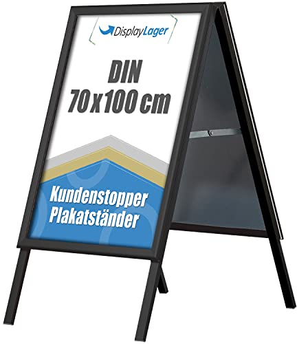 DisplayLager, Dänische Qualität | Kundenstopper Alu-Line | 2 Plakate (beidseitig) | Wetterfeste Plakatständer Gehwegaufsteller Werbetafel (Schwarz, 70 x 100 cm)