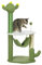 PawHut Árbol Rascador para Gatos con Forma de Cactus Altura 90 cm Torre para Gatos con Hamaca Plataforma Postes de Sisal y Bola Divertida 45x45x90 cm Verde