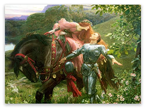 ZZPT La Belle Dame Sans Merci Poster – Frank Dicksee Prints – Berühmte Gemälde-Reproduktion – Moderne Leinwand Wandkunst Bilder für Schlafzimmer Wohnzimmer Wohnkultur ungerahmt (30 x 40 cm)