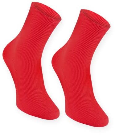 Rainbow Socks - Donna Uomo Calzini Diabetici Senza Elastico di Cotone - 1 Paio - Rosso - Taglia 44-46