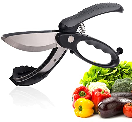 Ciseaux à Salade, Salad Scissors Multifonctionnels Ciseaux à Salade de Cuisine Robustes Ciseaux à Salade en Acier Inoxydable Hachoir pour Outil de Coupe de Cuisine